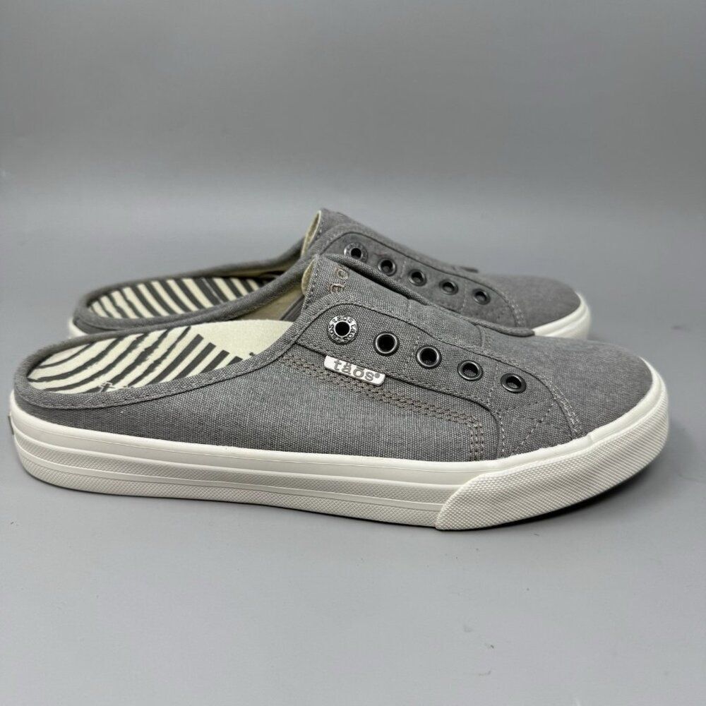 TAOS Womens 9 EZ Soul Comfort Mule Sneaker Canvas Gray Sneaker Arch Support